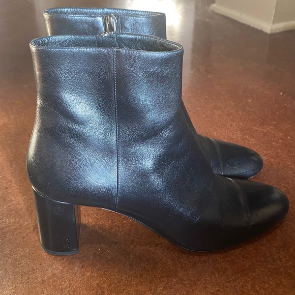 Yves Saint Laurent Leather Ankle Boots Black Size 12 - Picture 2 of 9